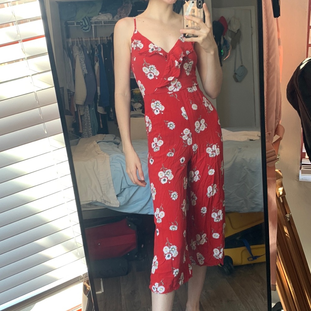 Red Floral Jumpsuit